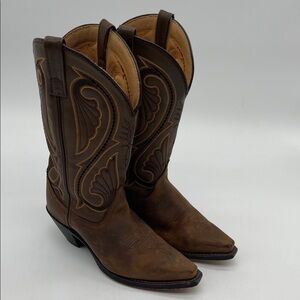 Laredo Leather Vamp Fox Women’s Western Embroidered Boots Size 7